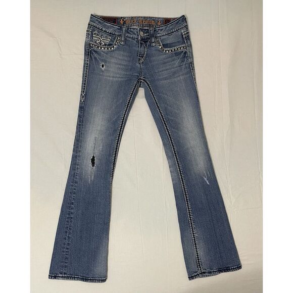 Rock Revival Women's Jean Size 27‎ Liberty Boot Distressed Embroidered - Picture 1 of 8
